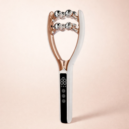 Facial Massager for Face and Neck V‑Shape Lifting Roller with Microcurrent Red Blue Light Therapy Vibrating Face Slimmer Device